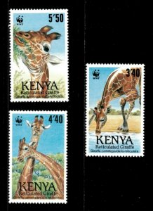 Kenya 1989 - WWF Reticulated Giraffes - Set of 3v - Scott 492-94 - MNH