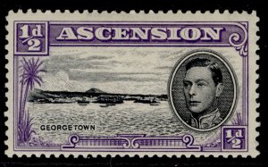 ASCENSION GVI SG38ba, ½d LONG 'E' CENTRE BAR, LH MINT. Cat £90.