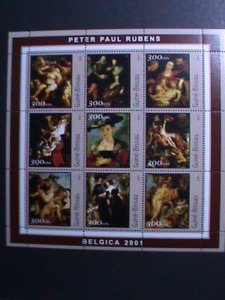 GUINEA-BISSAU-2001, BELGICA'2001 STAMP SHOW-NUDE ARTS PAINTING MNH SHEET VF