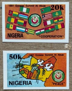 Nigeria imperforates of 1991 ECOWAS Summit, MNH. Scott 581-582