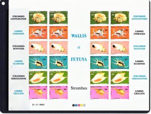 Wallis & Futuna 1984 SHELLS MARINE LIFE  Mi#460-465 Shlt.(24) IMPERFORATED MNH