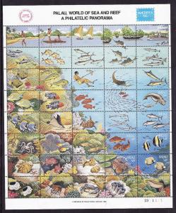 Palau-Sc#103-unused NH sheet of 40-Marine Life-Fish-Coral-19