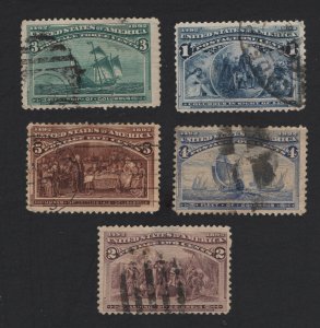 United States USED Scott Number 230-234  F-VF   -  BARNEYS