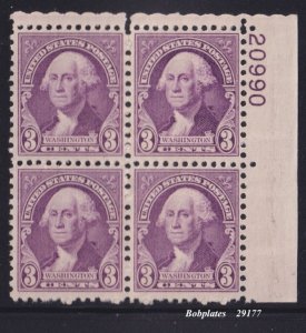 BOBPLATES US #720 Washington Upper Right Plate Block 20990 VF MNH SCV=$2.25