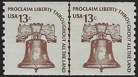 #1618 13c Liberty Bell Joint Line Pair SG 1975 Mint NH