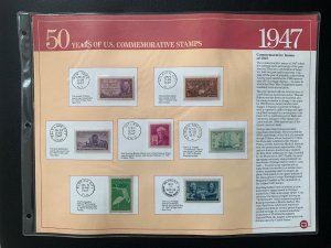 1947 50 YEARS OF U.S. COMMEMORATIVE STAMP Albums Panel of stamps