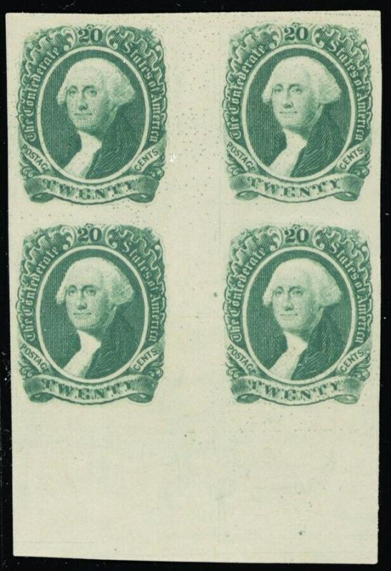 CSA 13, XF NH Gutter Block of Four VERY RARE! With PFC Cat $700.00++ Stuart Katz