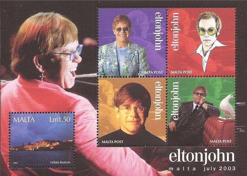 Malta 2003 Singer Elton John 4 Stamp Souvenir Sheet Scott #1134