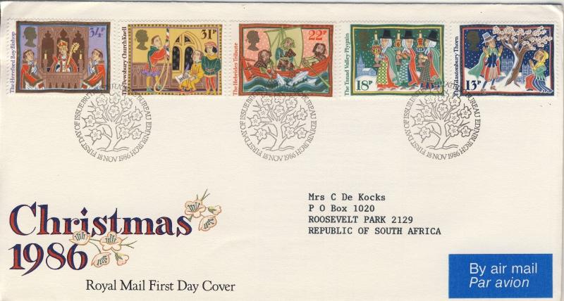 GB - 1986 - SG1341/6 on EDINBURGH Philatelic Bureau Special FDC Christmas Issue