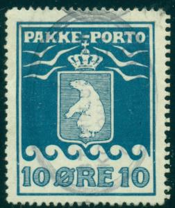 GREENLAND #Q4a (P3B) 10ore Pakke Porto, p. 12½, officially reperforated, used VF