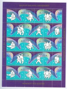 Greenland. 1988 Christmas Seal Mnh Sheet. 2 Side Perf. Dancing.Sled,North. Light