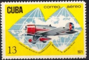 Cuba Sc# C247  HISTORY OF AVIATION flight 13c 1971 uncancelled USED