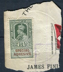 INDIA; Early 1900s GV Portrait type Revenue issues fine used 4a. PIECE