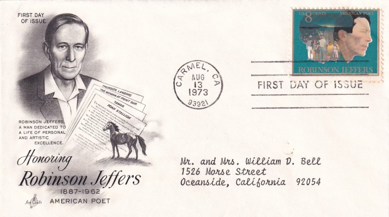 1973, Honoring Robinson Jeffers, Art Craft, FDC (E11365)