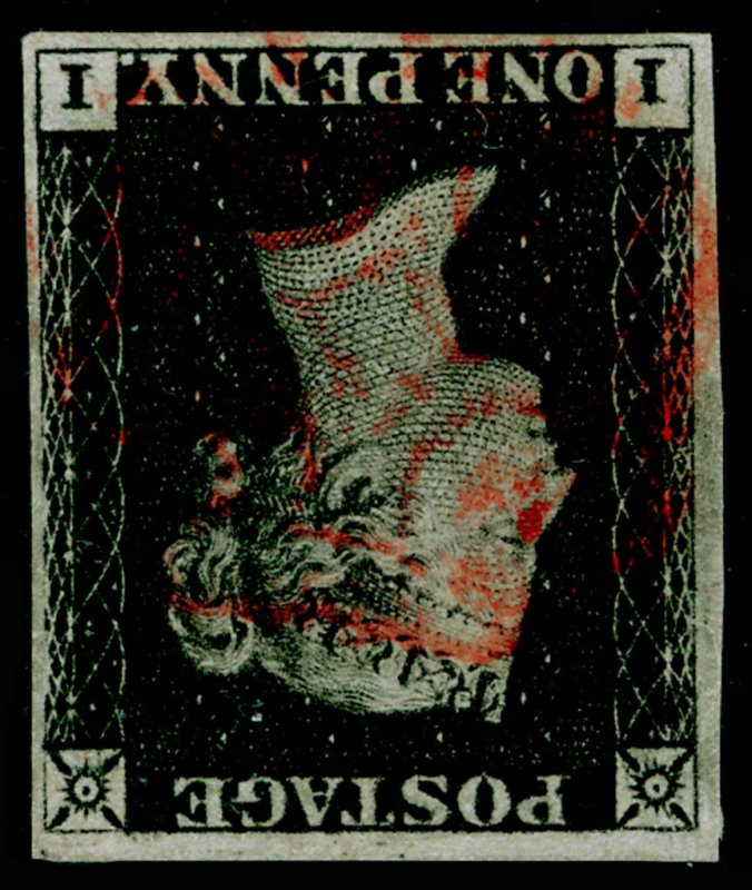 GB 1840 SG2Wi, 1d black PLATE 1b, FINE USED. Cat £2500. WMK INV. II 