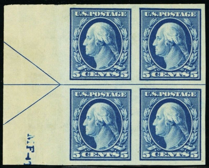 347, Mint XF NH/VLH 5¢ Arrow Block of Four - Stuart Katz