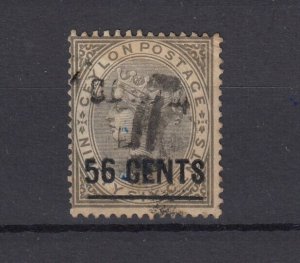 Ceylon QV 1885 56c On 96c Drab SG192 Fine Used JK9648 