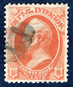 [0922] 1873 Scott#O22 used 24¢ vermilion cv :$20