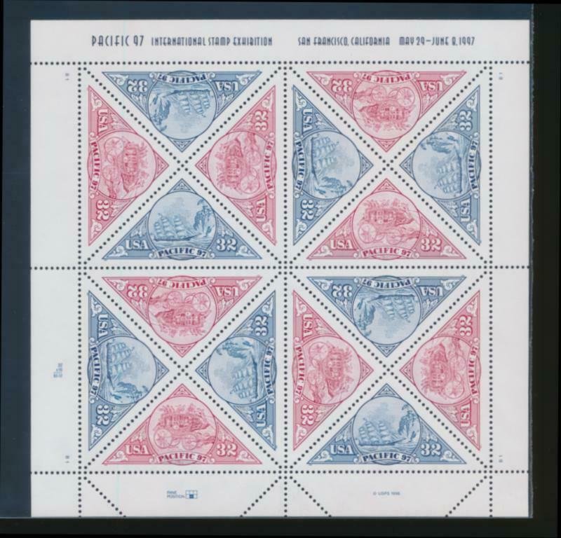 UNITED STATES (US) 3130-3131 32c PACFIC 97 MINT NH SHEET OF 16