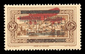 Lebanon #C22a Cat$65, 1928 3p orange brown, double overprint, lightly hinged