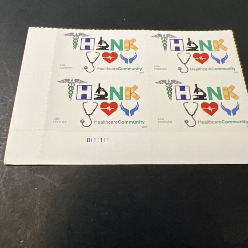 Scott#5947-Thank You Healthcare Community Forever Plate Block Of 5 MNH-2024-US