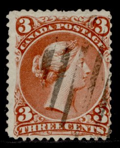 CANADA QV SG49, 3c red-brown, USED. Cat £38.