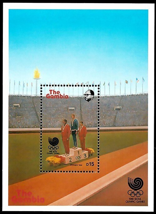 Gambia 1988 - Olympics - Souvenir Stamp Sheet - Scott #738 MNH