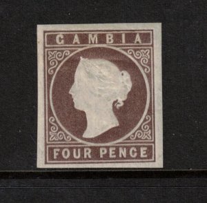 Gambia #1 Extra Fine Mint Full Original Gum Hinged Pale Brown Shade