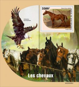 NIGER - 2022 - Horses - Perf Souv Sheet #1 - Mint Never Hinged