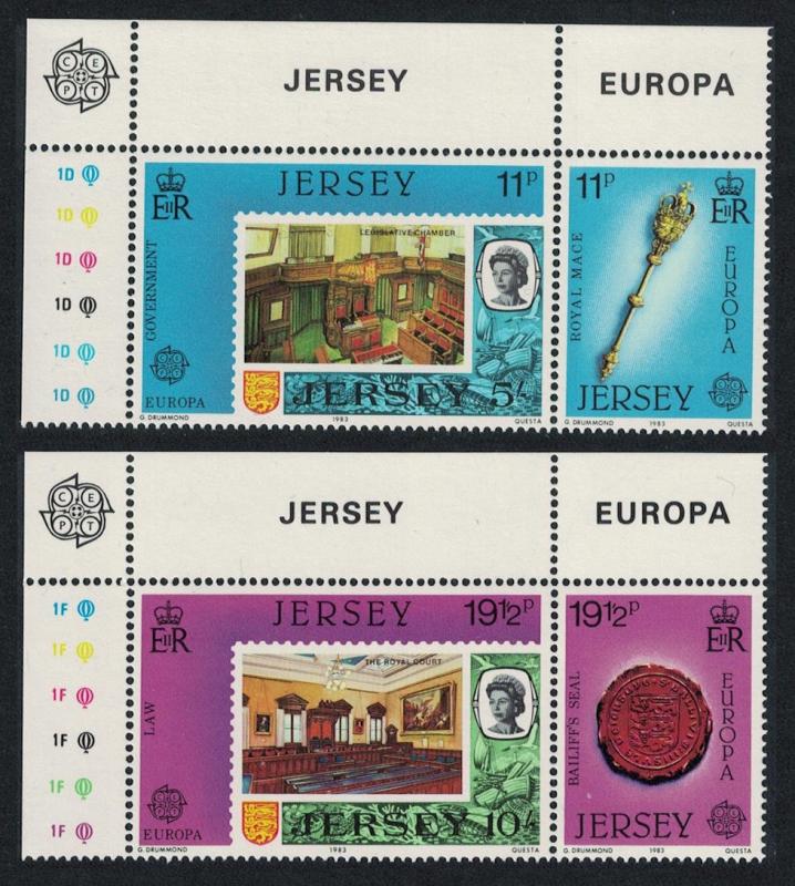 Jersey Europa Great Works of Human Genius 1983 4v Top Left Corner pairs