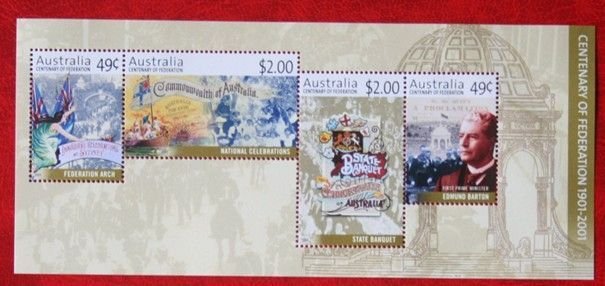 AUSTRALIA 2001 100 years Commonwealth S/S MNH Scott# 1927-1930a SG MS2066