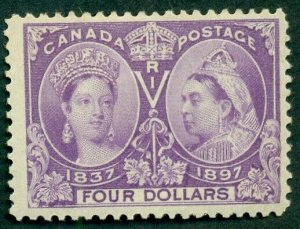 CANADA #64, $4.00 Jubilee, og, LH, VF+, Miller certificate, Scott $1,300.00