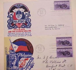 US FDC STAEHLE CORREGIDOR 2 DIFF #925-22 & 84 