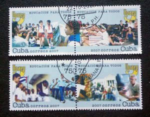CUBA Sc# 4785  UPAEP  EDUCATION FOR ALL Cpl set of 4  2007  used / cancelled