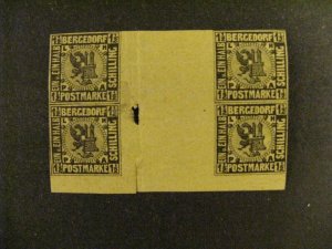 Germany-Bergedorf #3 mint hinged gutter blk hole in gut, cut at bot a22.11 6689