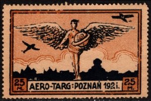 1921 Poland Poster Stamp 25 Marks Aero-Targ Company Semi Postal Unused