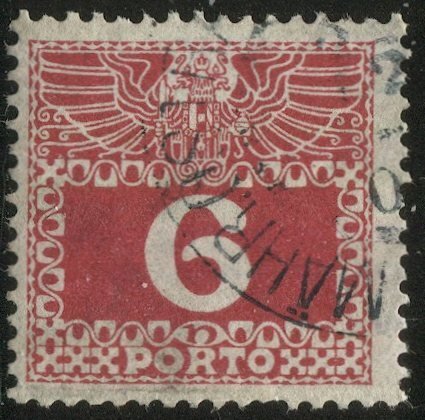 AUSTRIA 1910 Postage Due Sc J37  6h  Used VF