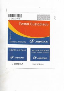 ARGENTINA 2008 SELF ADHESIVE POSTAL CUSTODIADO CORREO ANDREANI  PRIVATE MAIL RED