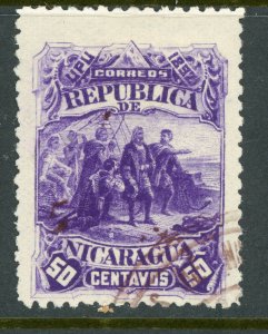 Nicaragua 1891 Seebeck 50¢ Columbus Scott #45 VFU Z356 ⭐