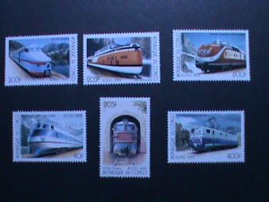 CONGO-1999 -ANTIQUE-CLASSIC LOCALMOTIVE & MORDEN EXPRESS TRAIN MNH VERY FINE