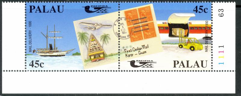 PALAU 1990 PACIFICA 90 Set in Strip Sc 248a MNH