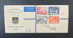 1949 Northern Rhodesia UPU Set of 4 1st Day Reg Cover to Fish Hoek Fine