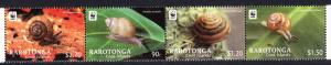 Rarotonga WWF Land Snails strip of 4v