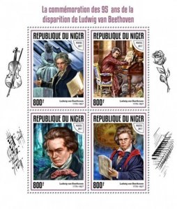 Niger - 2017 Ludwig van Beethoven - 4 Stamp Sheet - NIG17408a