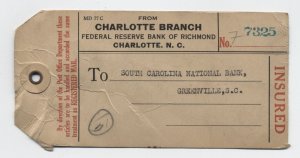 1928 insured as registered parcel bank tag 4x 10 cent 4th bureau [ML.187]