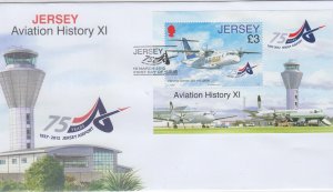Jersey 2012, 'Aviation History' , Miniature Sheet. , on FDC
