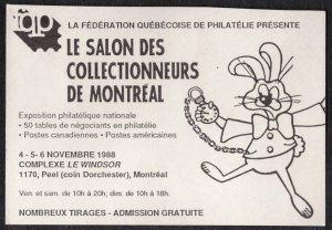 CANADA MONTREAL 1988 FQP LE SALON DES COLLECTIONNEURS POSTER CARD, MEMORABILIA