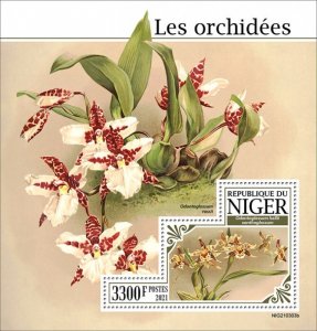 NIGER - 2021 - Orchids - Perf Souv Sheet -Mint Never Hinged