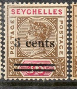 Seychelles 1901 Early Issue Fine Mint Hinged 3c. Surcharged 308988