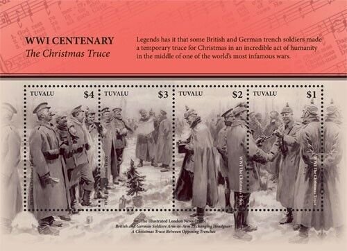 Tuvalu 2019 - WWI Centenary - The Christmas Truce - Sheet of 4 stamps - MNH